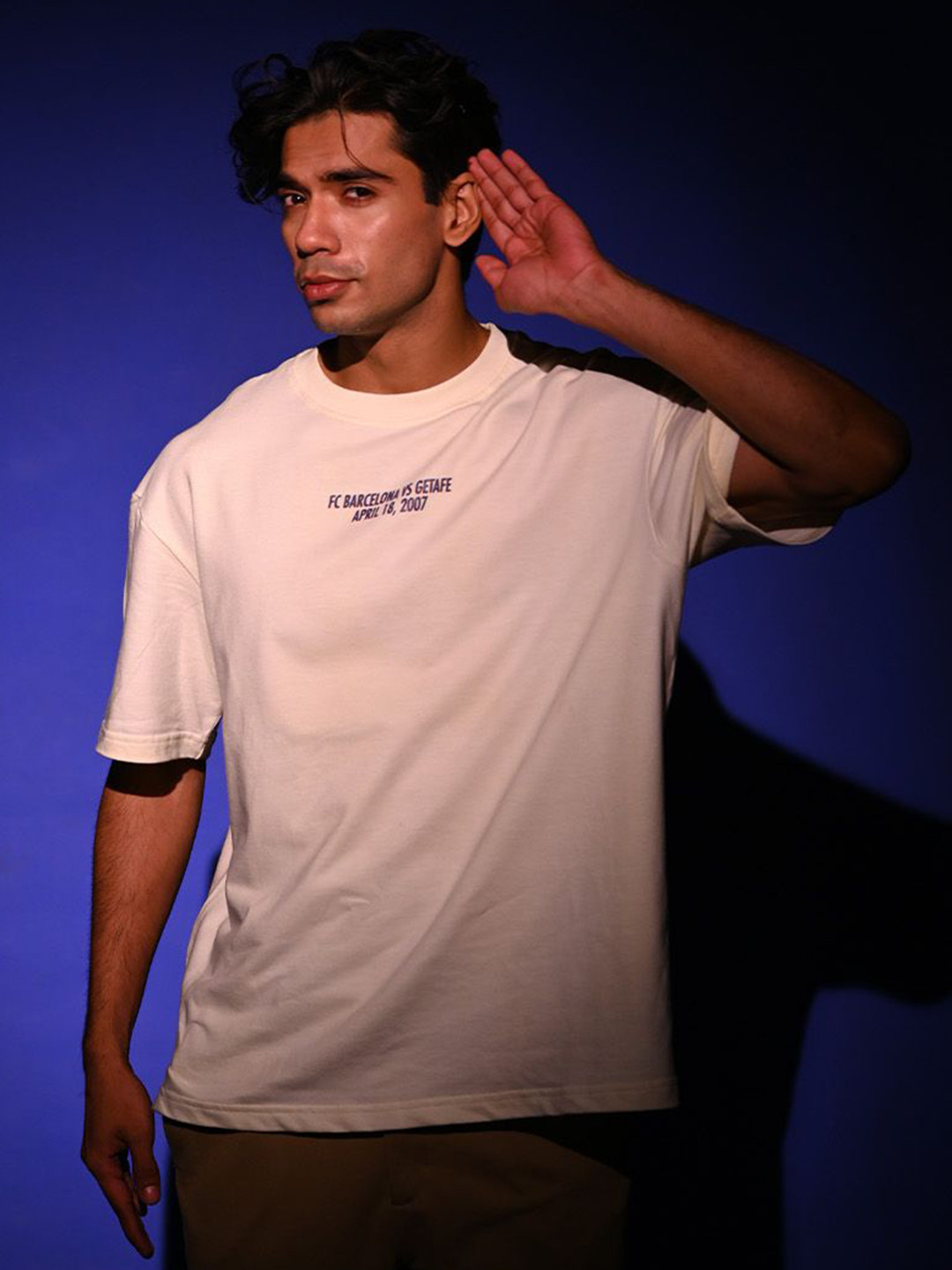 Shop Football Ankara Messi Solid Round Neck Oversized T-Shirt