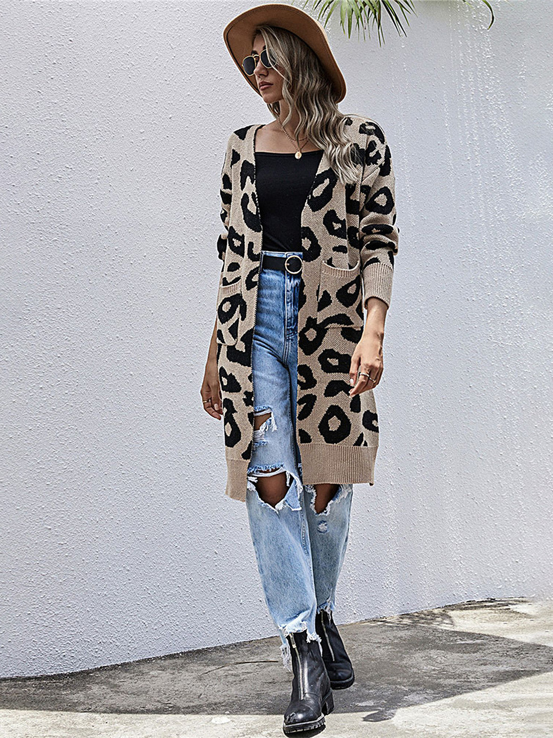 LULU & SKY Women Abstract Self Design Open Front Cardigan