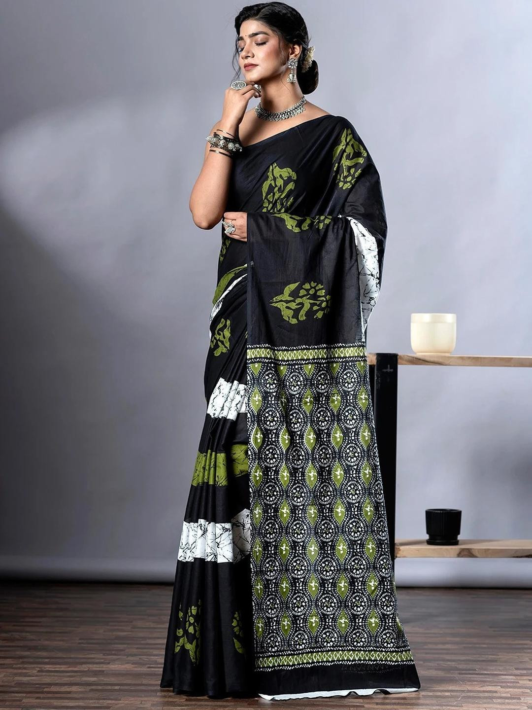 Lovwear Green Pure Cotton Sarees