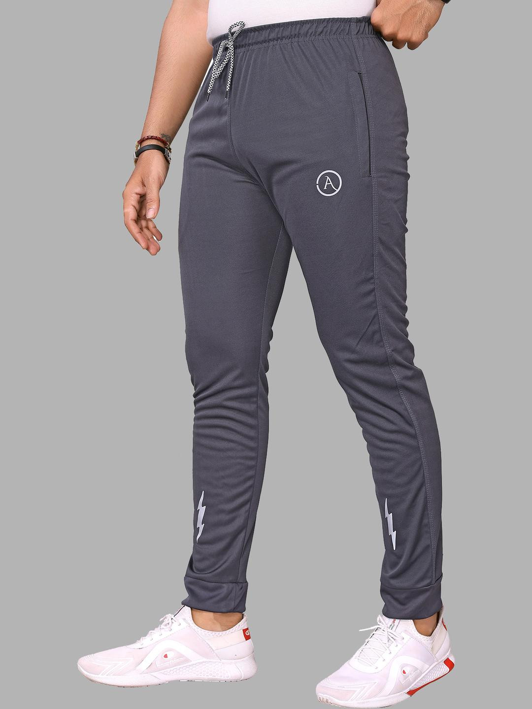 Moda Rapido Men Grey  Plain Lycra for Casual & Gym Wear Cotton Drawstring Trackpant