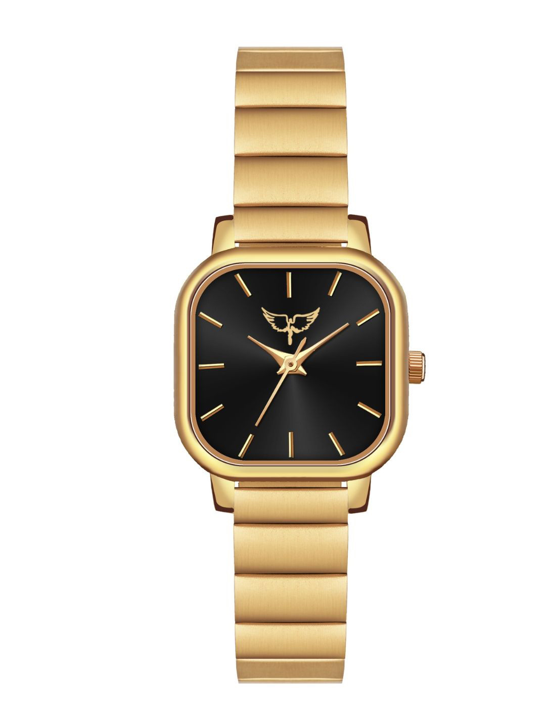 WHITE BIRD Women Brass Dial & Bracelet Style Straps Analogue Watch JK-110 Gold D Black