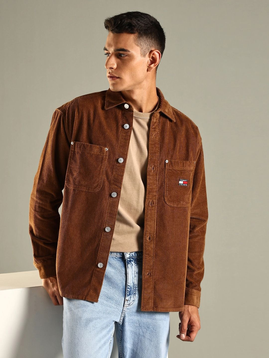Tommy Hilfiger Oversized Spread Collar Opaque Shirt