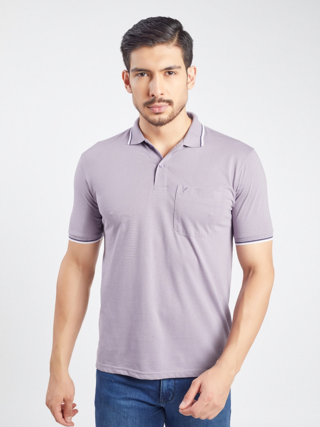 PRORIDERS Men Solid Mauve Regular Fit Polo T-shirt