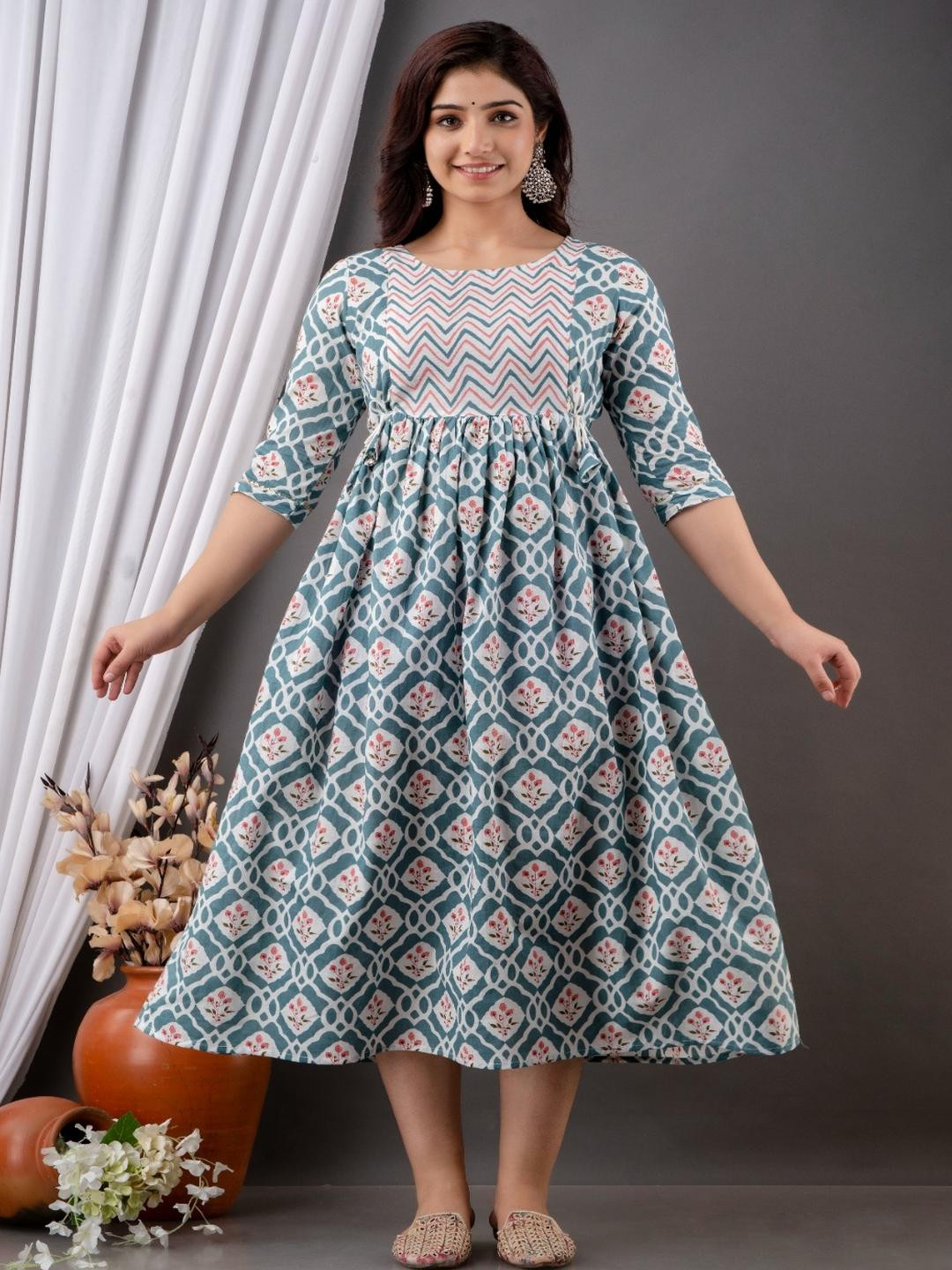 Style Heaven Floral Printed Gotta Patti Pure Cotton Maternity Gotta Patti Kurti
