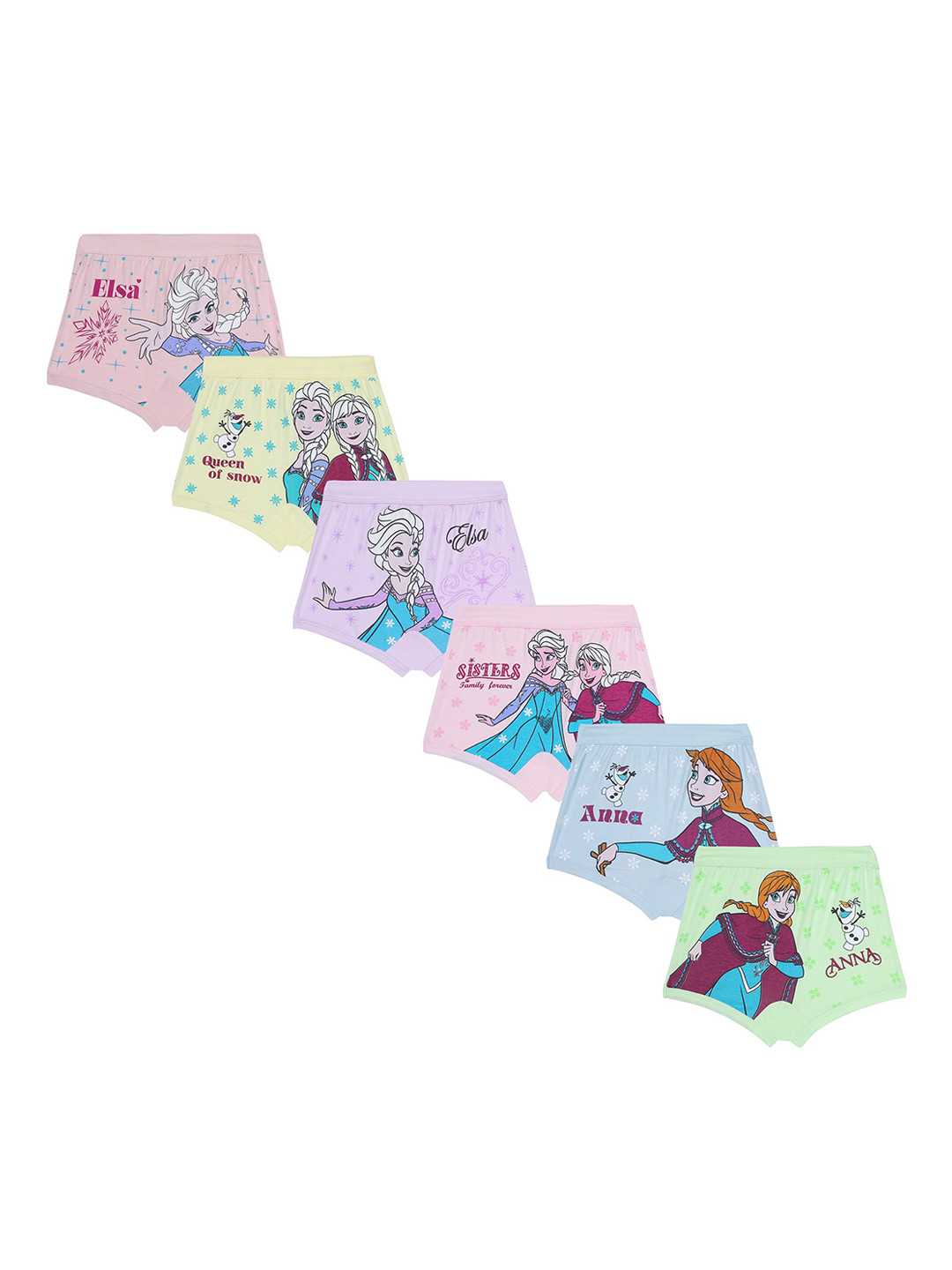 Red Rose Girls Pack Of 6 Disney Printed Cotton Mid-Rise Boy Shorts Briefs