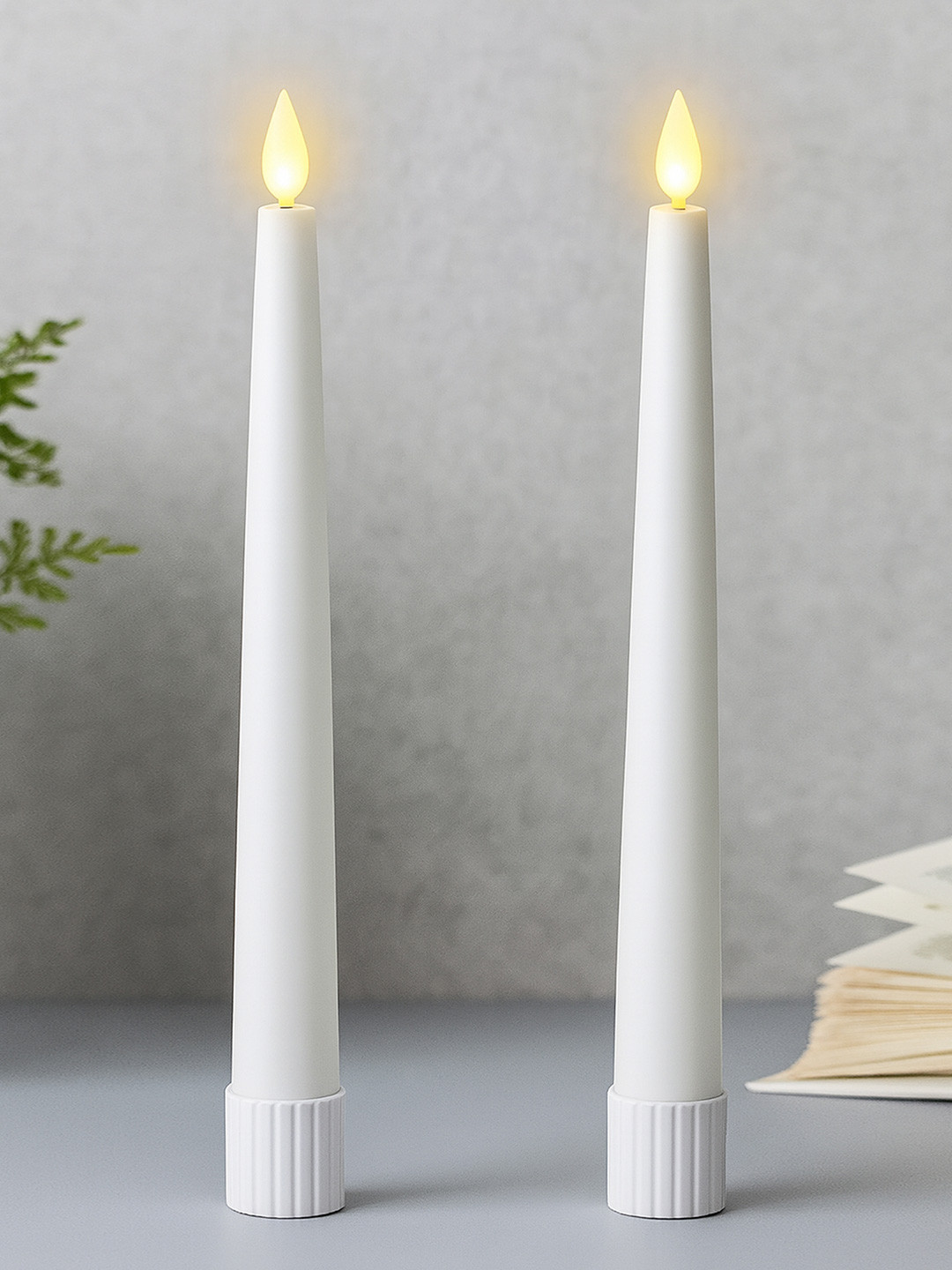 Homesake White 2 Pieces Pillar Candlestick