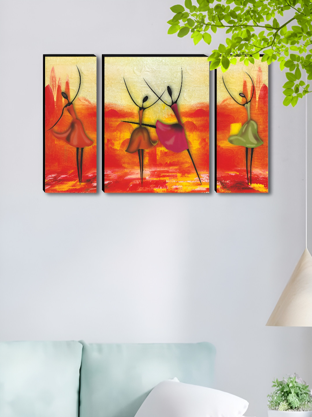 SAF Orange & Green  Piece Wall Living Room