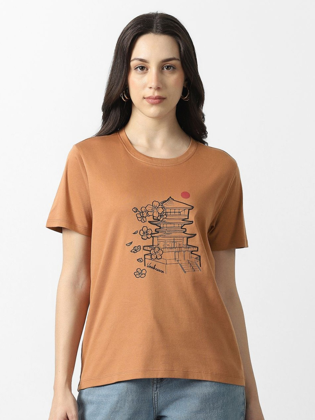 Van Heusen Woman Printed Cotton Round Neck T-shirt