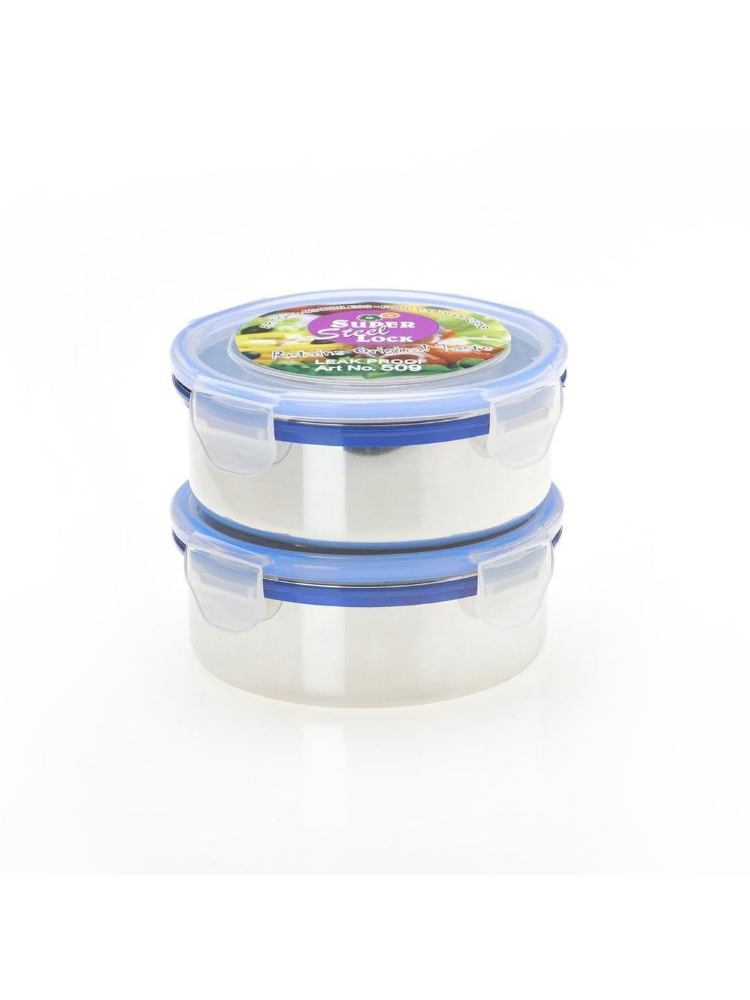 Swasti mart Set Of 2 Round Stainless Steel Leakproof Lunchbox