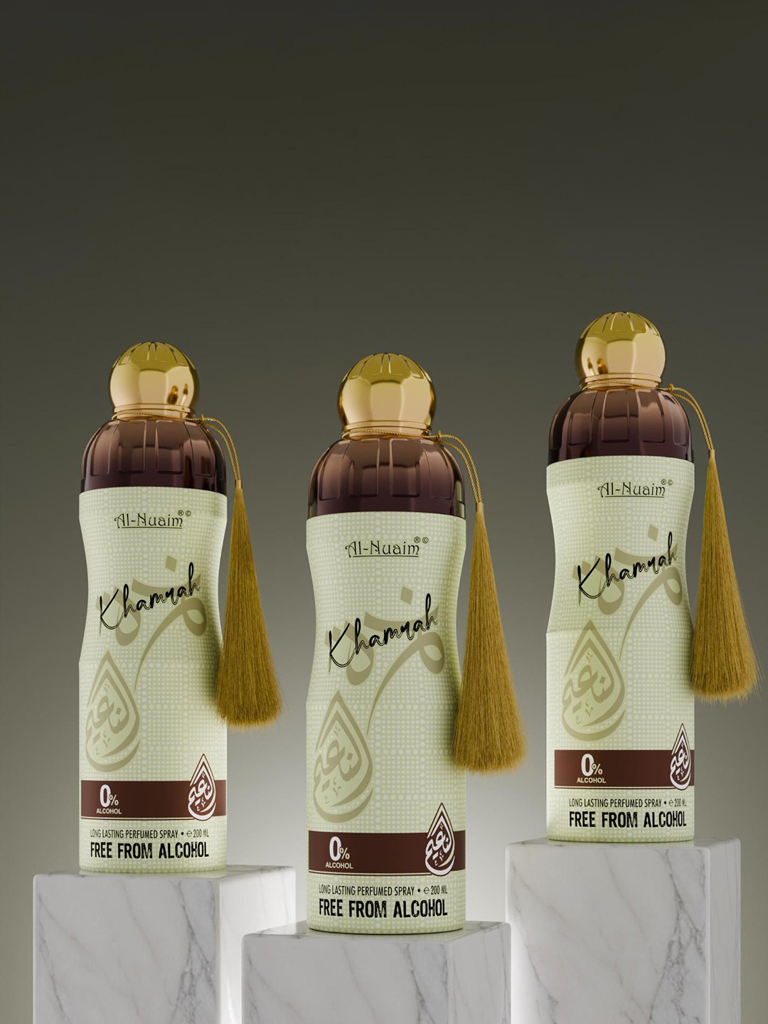 Al-Nuaim Set Of 3 Khamrah Long Lasting Alcohol Free Perfumed Spray - 200ml Each