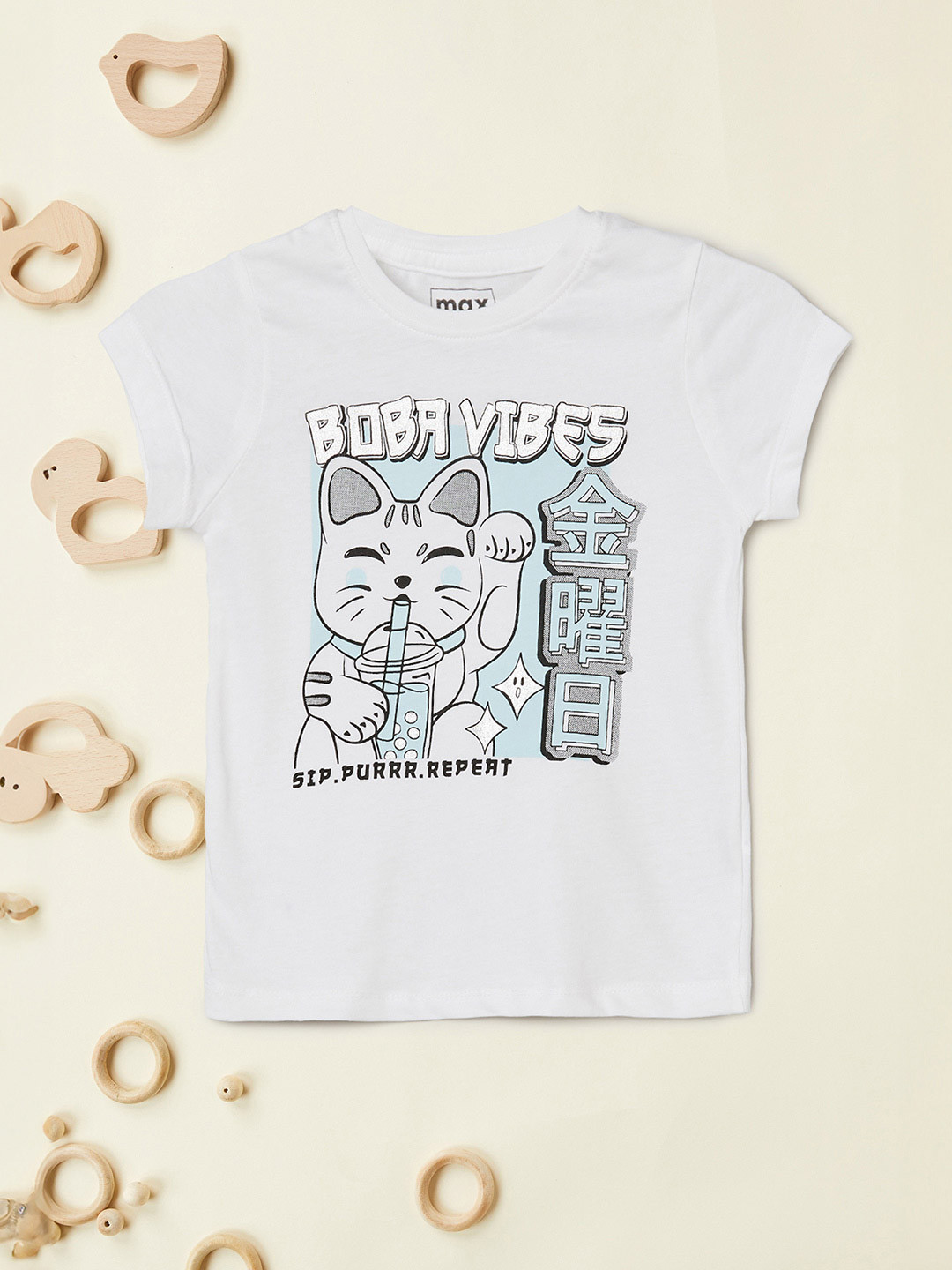 max Girls Hello Kitty Graphic Printed Pure Cotton T-shirt