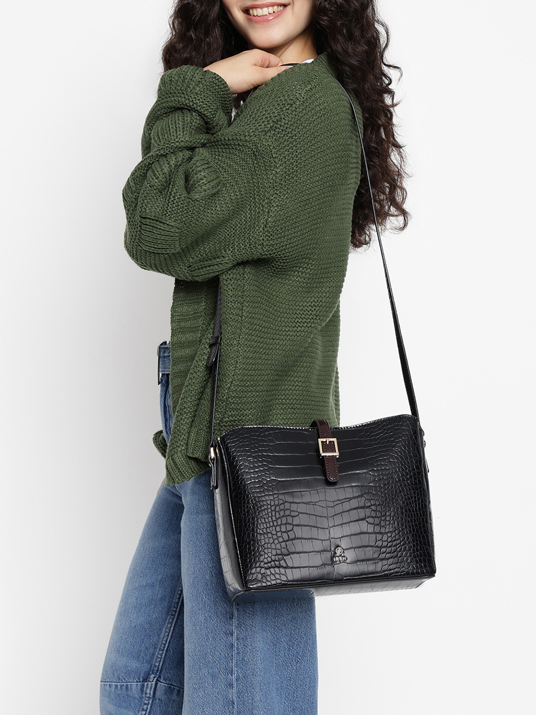 IRTH by House of Titan Esme Croc Textured Sling Bag