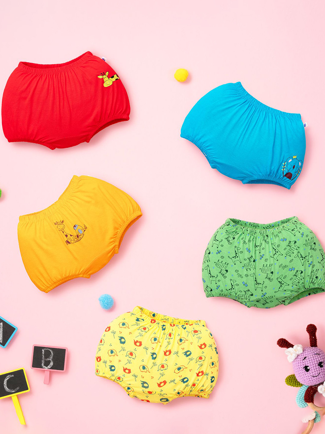 SuperBottoms Kids Pack Of 5 Pure Cotton Basic Briefs BAS-UND-U-V2-BL-WW-4_6Y-5PACK