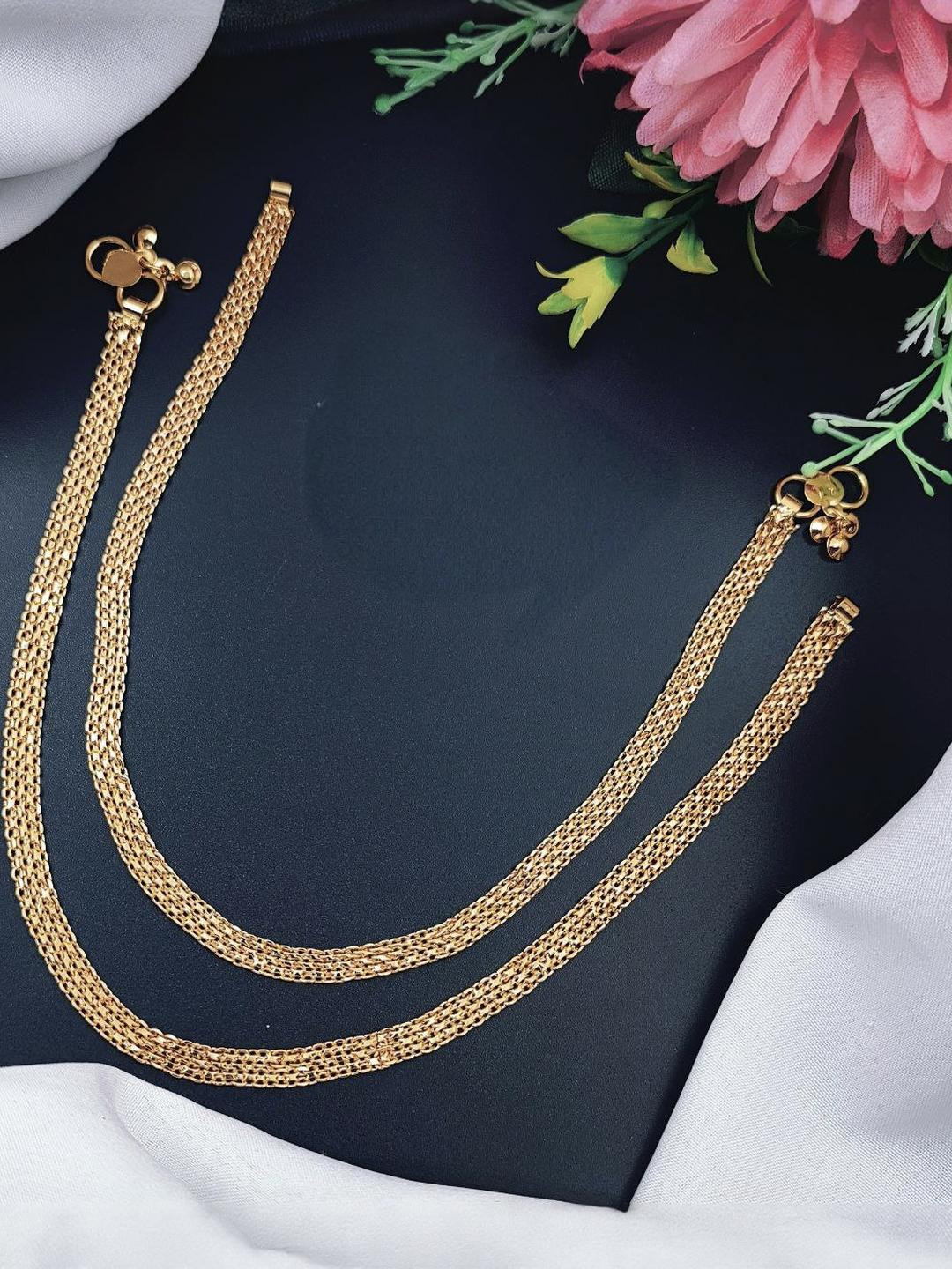 RESSI FASHION JEWELLERY Set Of 2 Gold-Plated Anklets