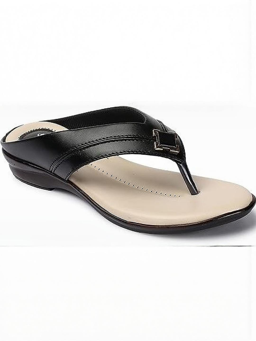 STYLE BUY STYLE Women Black Comfort Open Toe Flat Sandals