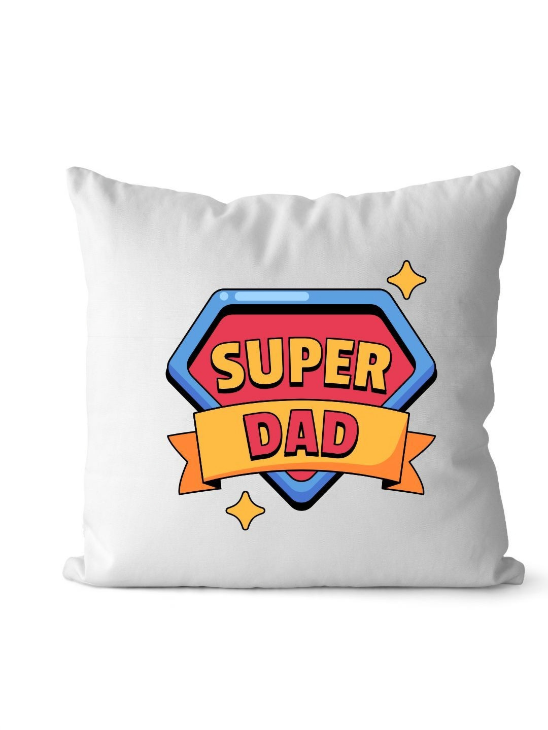 Loops n knots White & Blue Super Dad Printed Pre-Filled Cushion