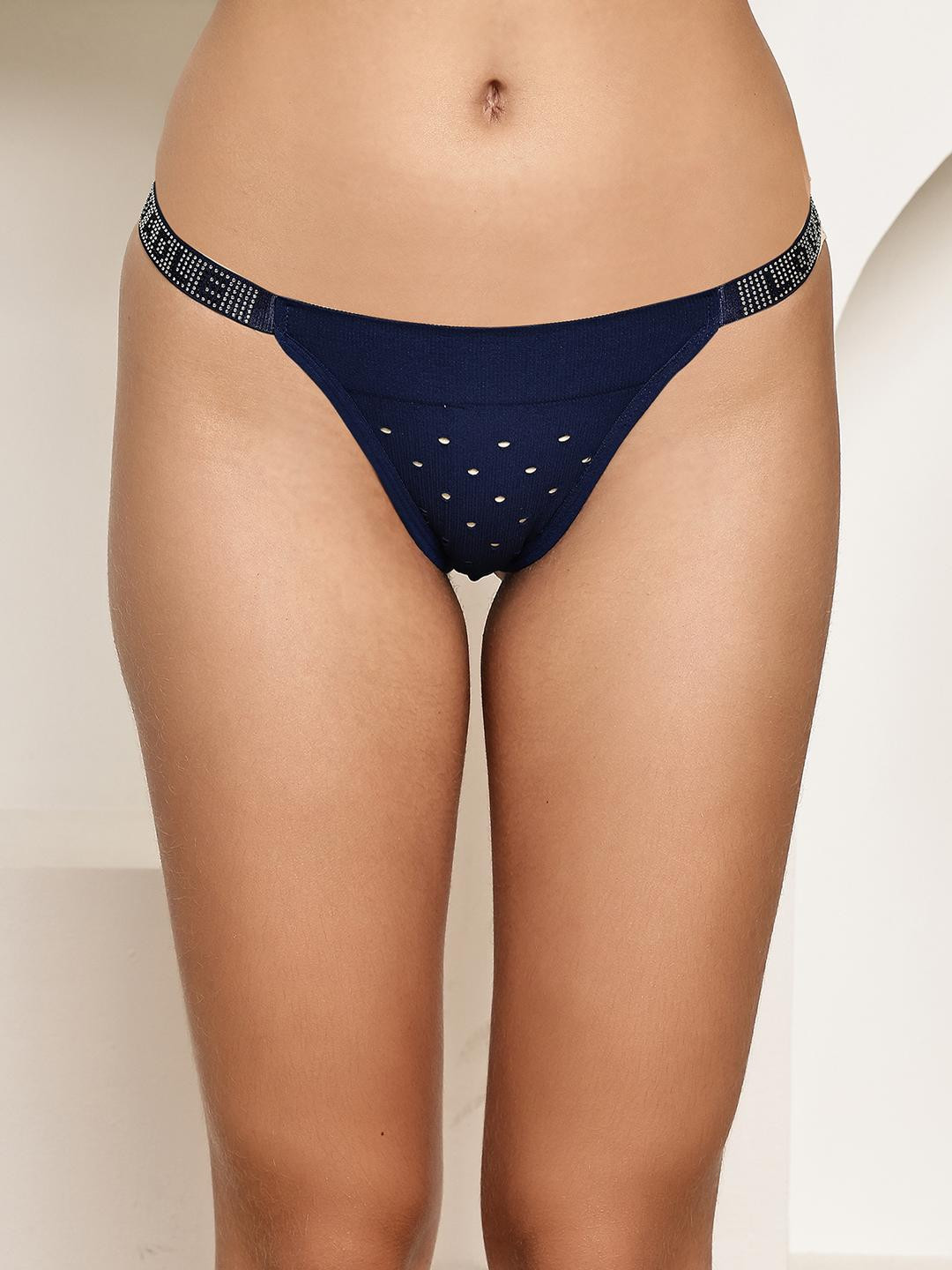 PrettyCat Chic Low Rise Briefs With Rhinestone Strap Detail