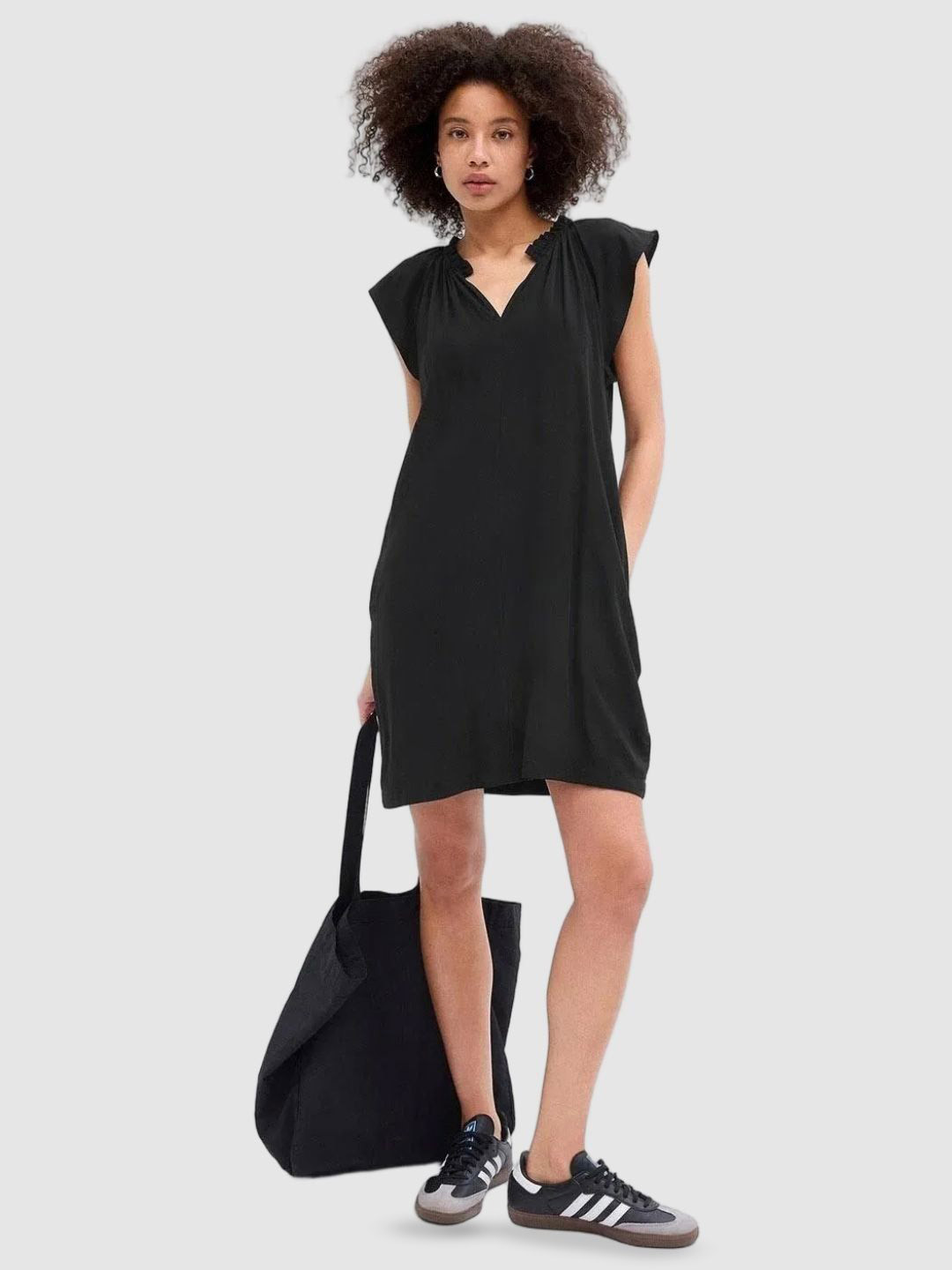 GAP Women V-Neck Cap Sleeves Shift Dress