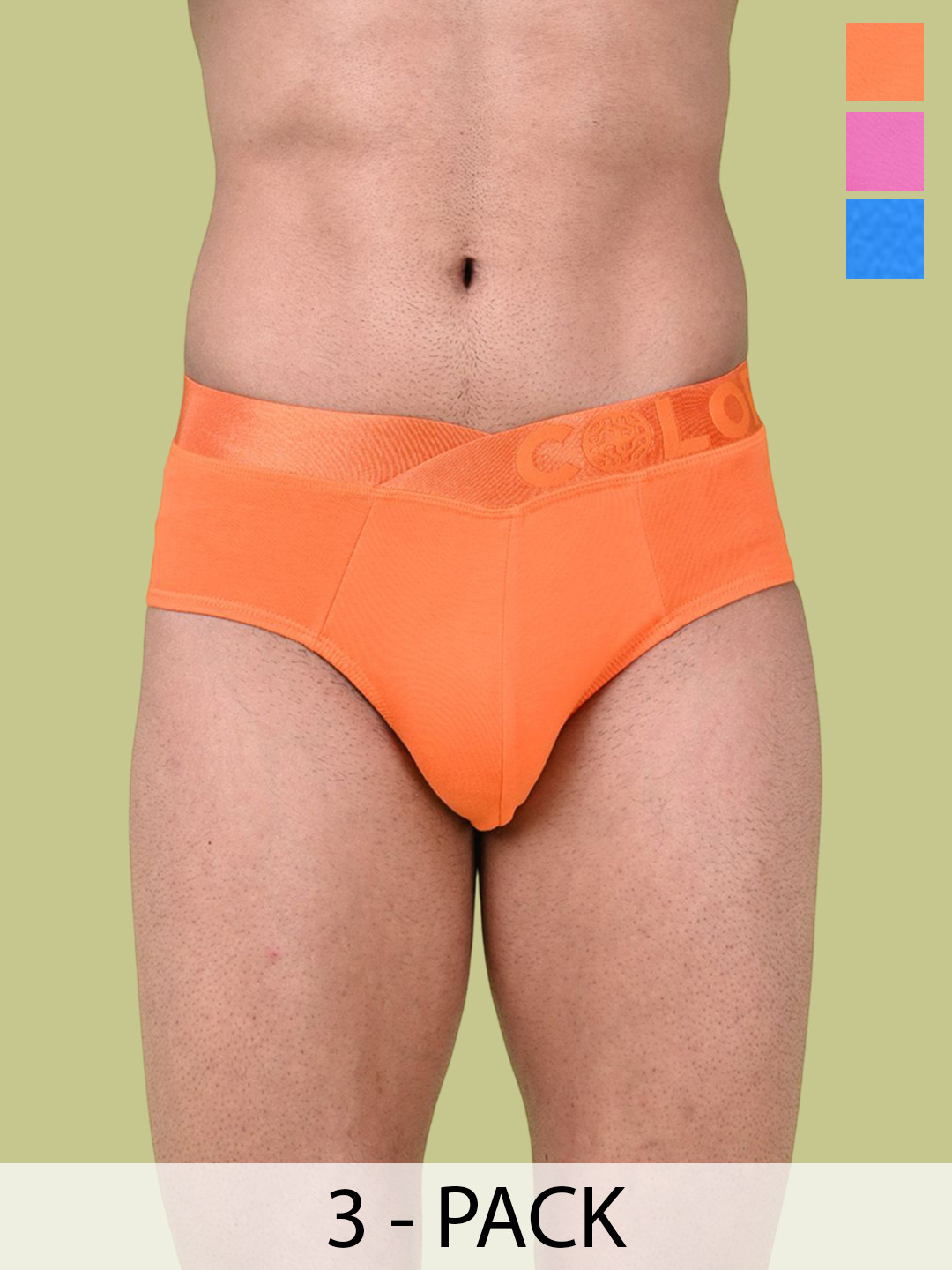 COLORS by Rupa Frontline Pack of 3 Hipster Briefs 1002-BrOrng-DBL-PhPnk-BrOrng-DBL-PhPnk