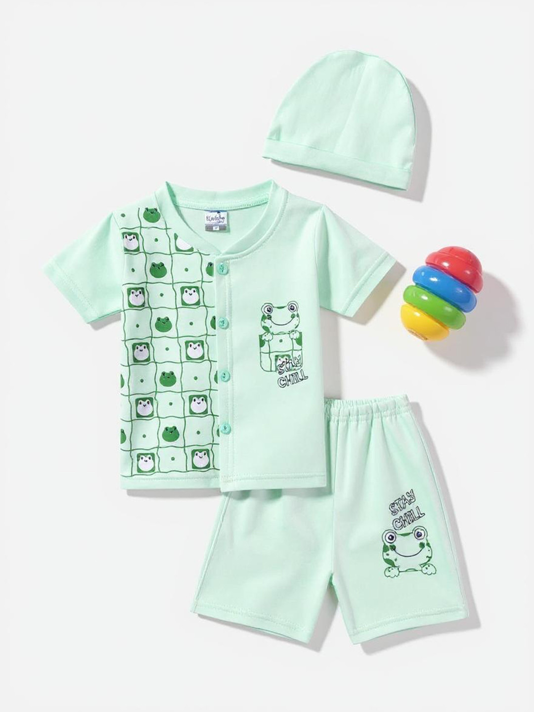 Kidszi Infant Boys Pure Cotton Animal Graphic Printed Shirt with Shorts