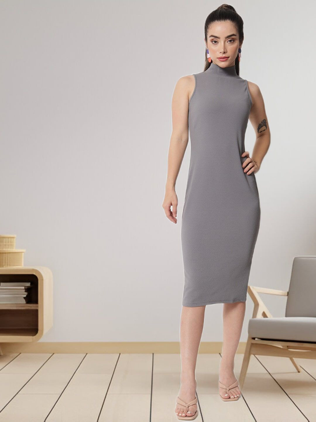R.Code by The Roadster Life Co. Mock Neck Bodycon Dress