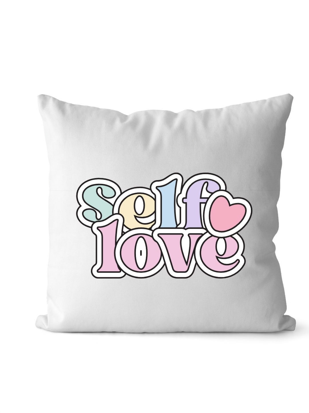 Loops n knots White & Pink Self Love Printed Pre-Filled Cushion