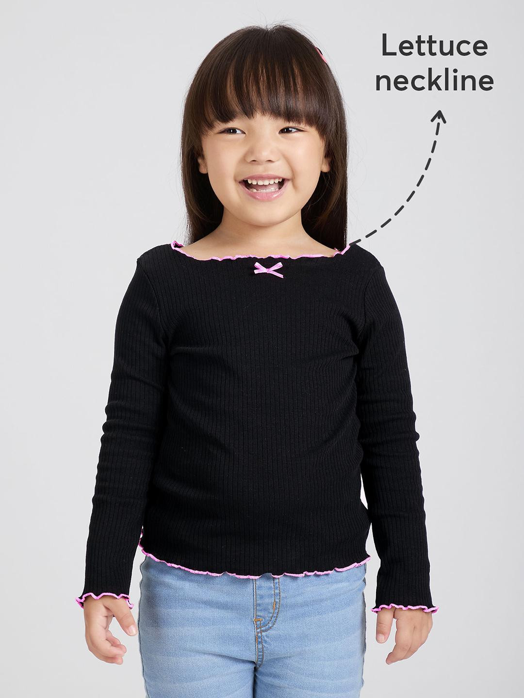 Hopscotch Girls Lettuce Ribbed Ruffle T-shirt