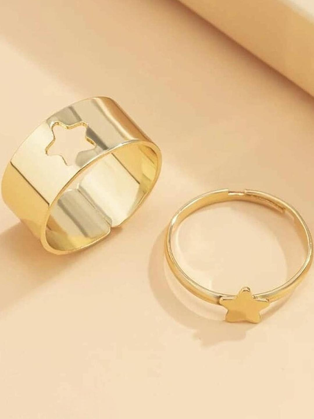 DressBerry Women 2 Pcs Golden Star Couple Alloy Gold-Plated Finger Ring