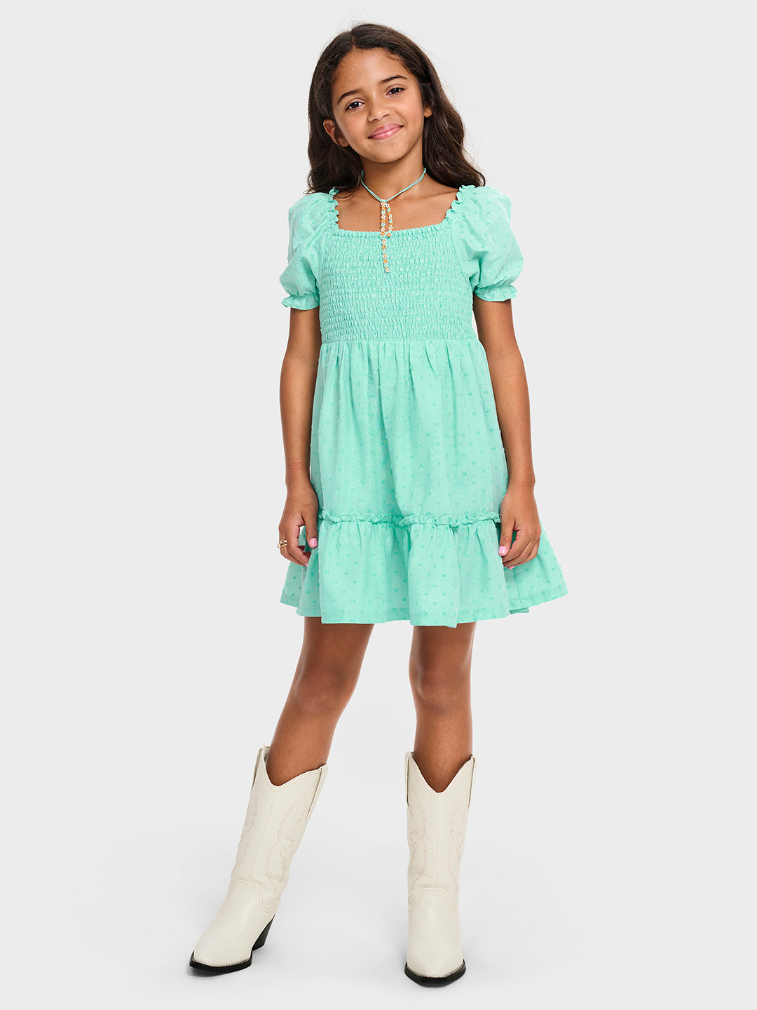 THE CHILDREN'S PLACE Girls Puff Sleeve Smocked Fit & Flare Dress