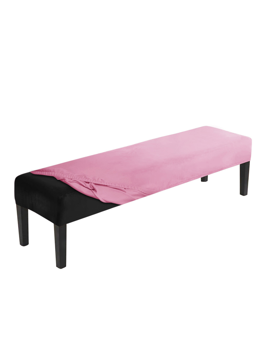 HOKIPO Pink 210 GSM Velvet Rectangle Dining Bench Cover