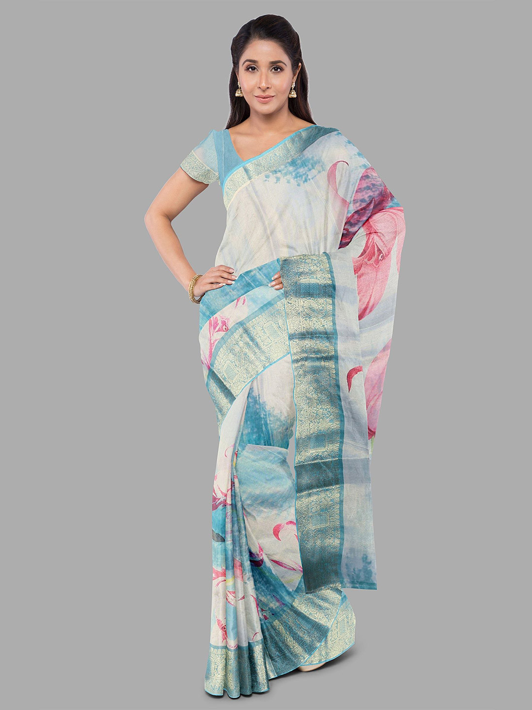 The Chennai Silks Floral Zari Tissue Uppada Saree