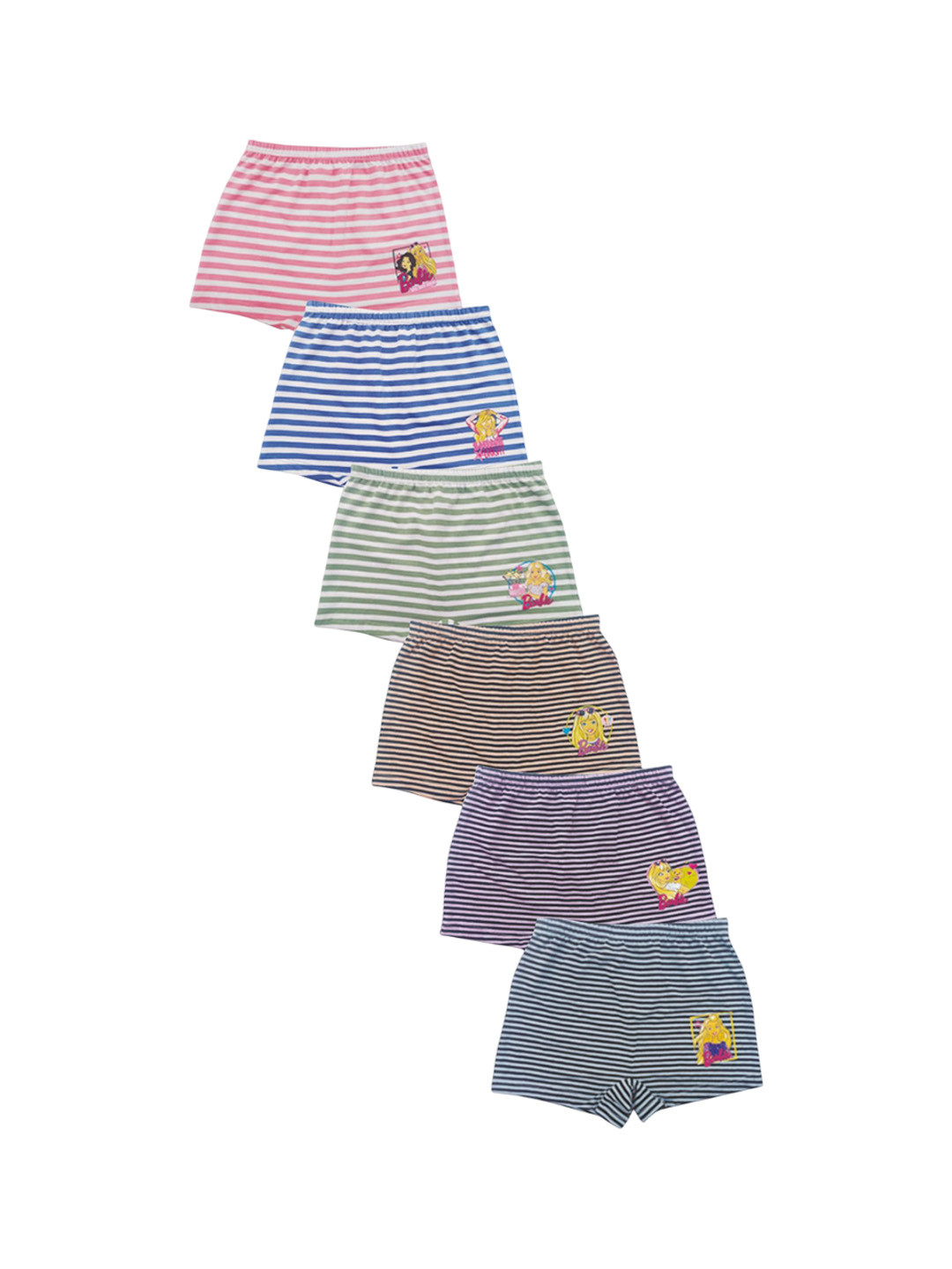 Red Rose Girls Pack Of 6 Striped Boy Shorts Briefs BABY-152