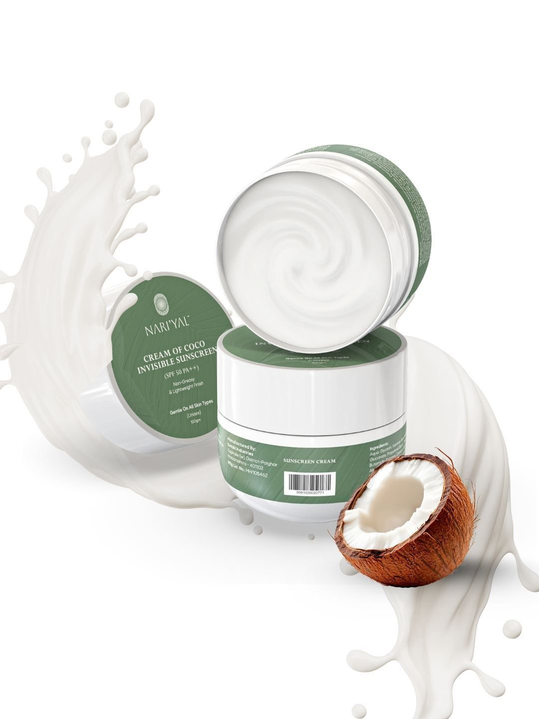 NARIYAL Cream Of Coco Invisible SPF 50 PA++ Sunscreen - 100ml