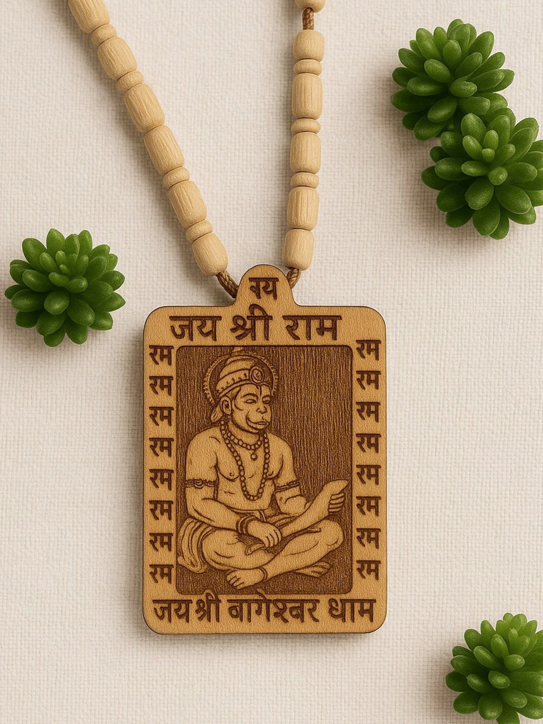 Rashifaashion Wooden Hanuman Ji Ram Bageshwar Dham Necklace