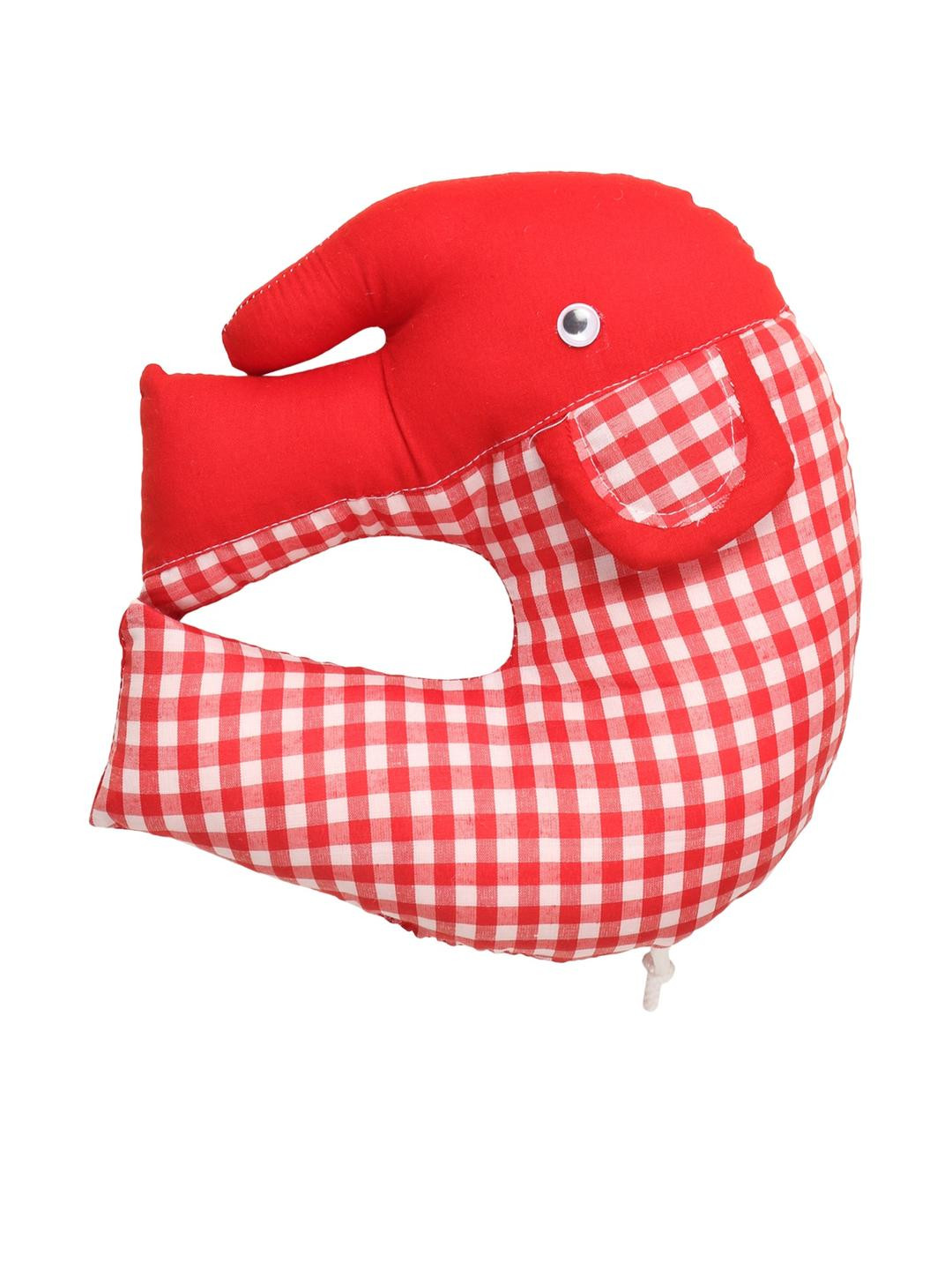 SONNASOFT Kids Red & White Elephant Shaped Neck Pillow