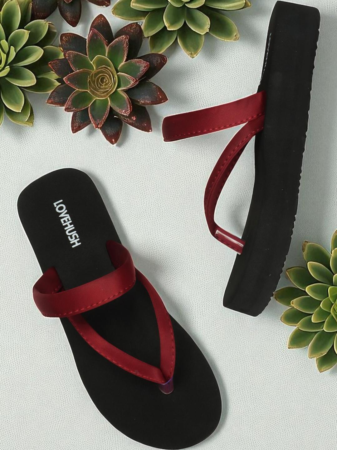 LOVEHUSH Women Rubber Thong Flip-Flops
