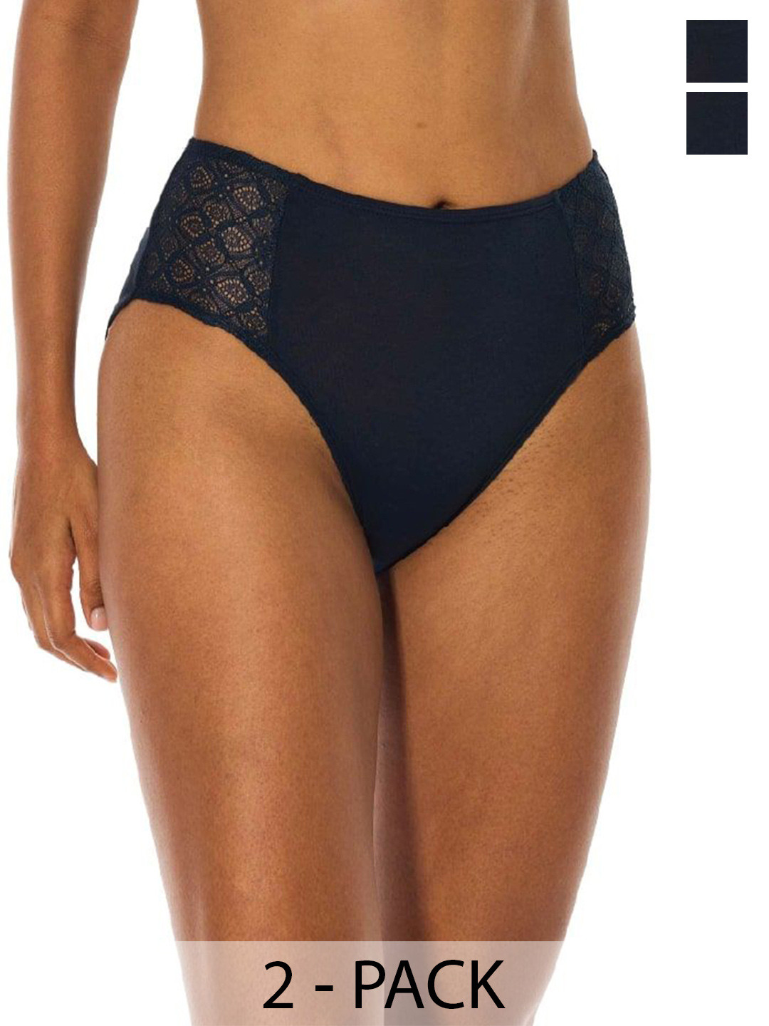Butt-Chique Pack Of 2 Side Lace Hipster Panty Briefs