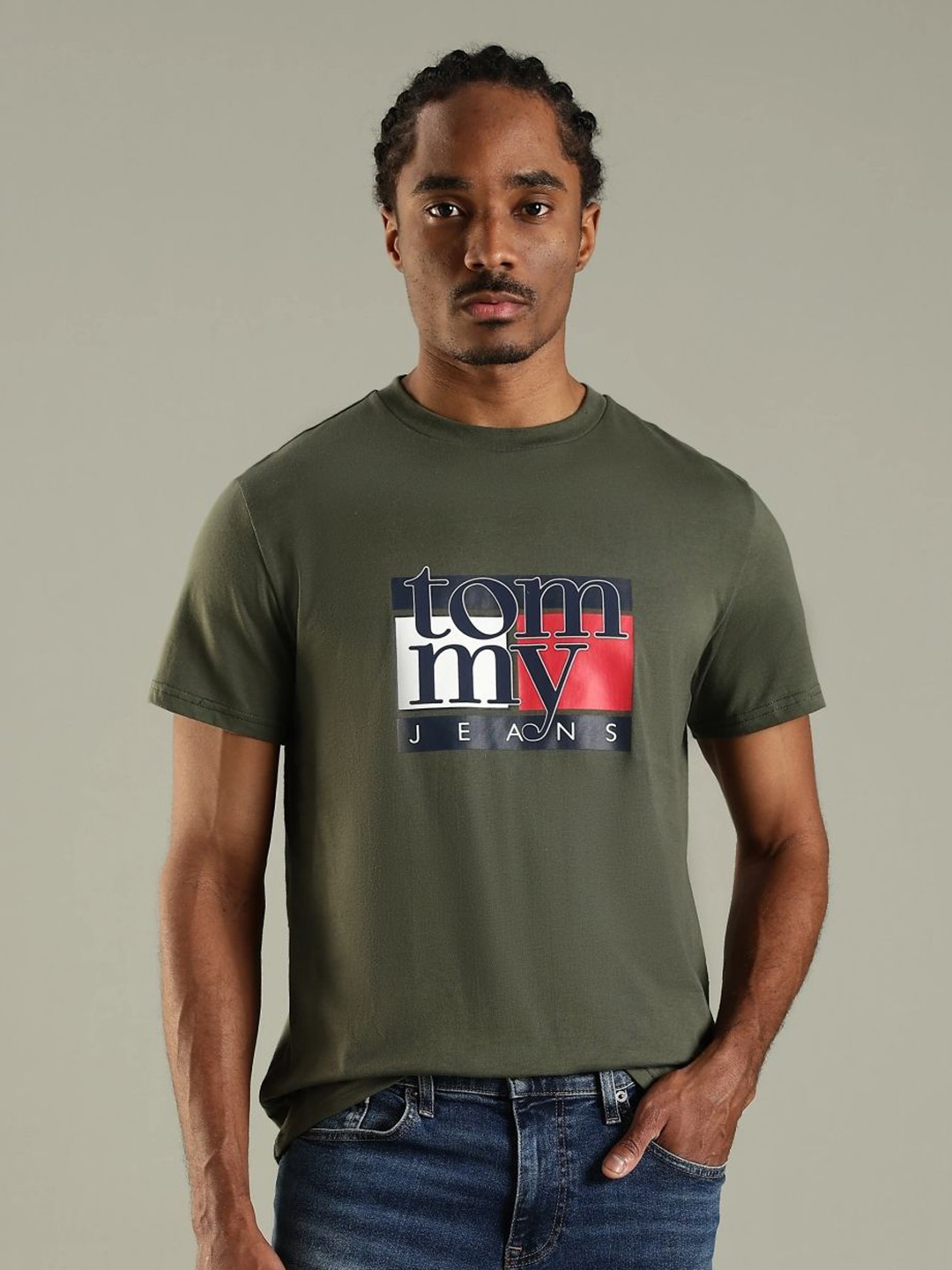 Tommy Hilfiger Brand Logo Printed Slim Fit Cotton T-shirt