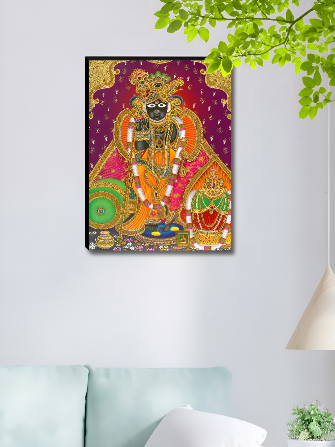 SAF Black & Pink Shrinathji Ji Printed Wall Art