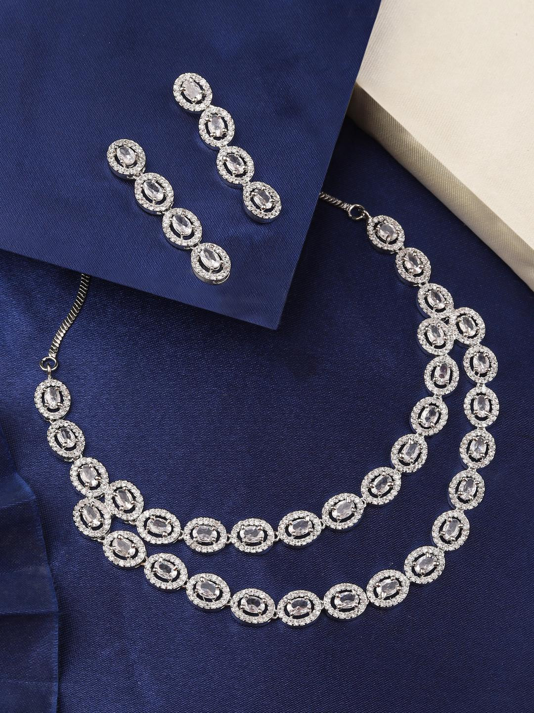 Bhagya Lakshmi Women Stone Necklace With Earrings Jewellery Set