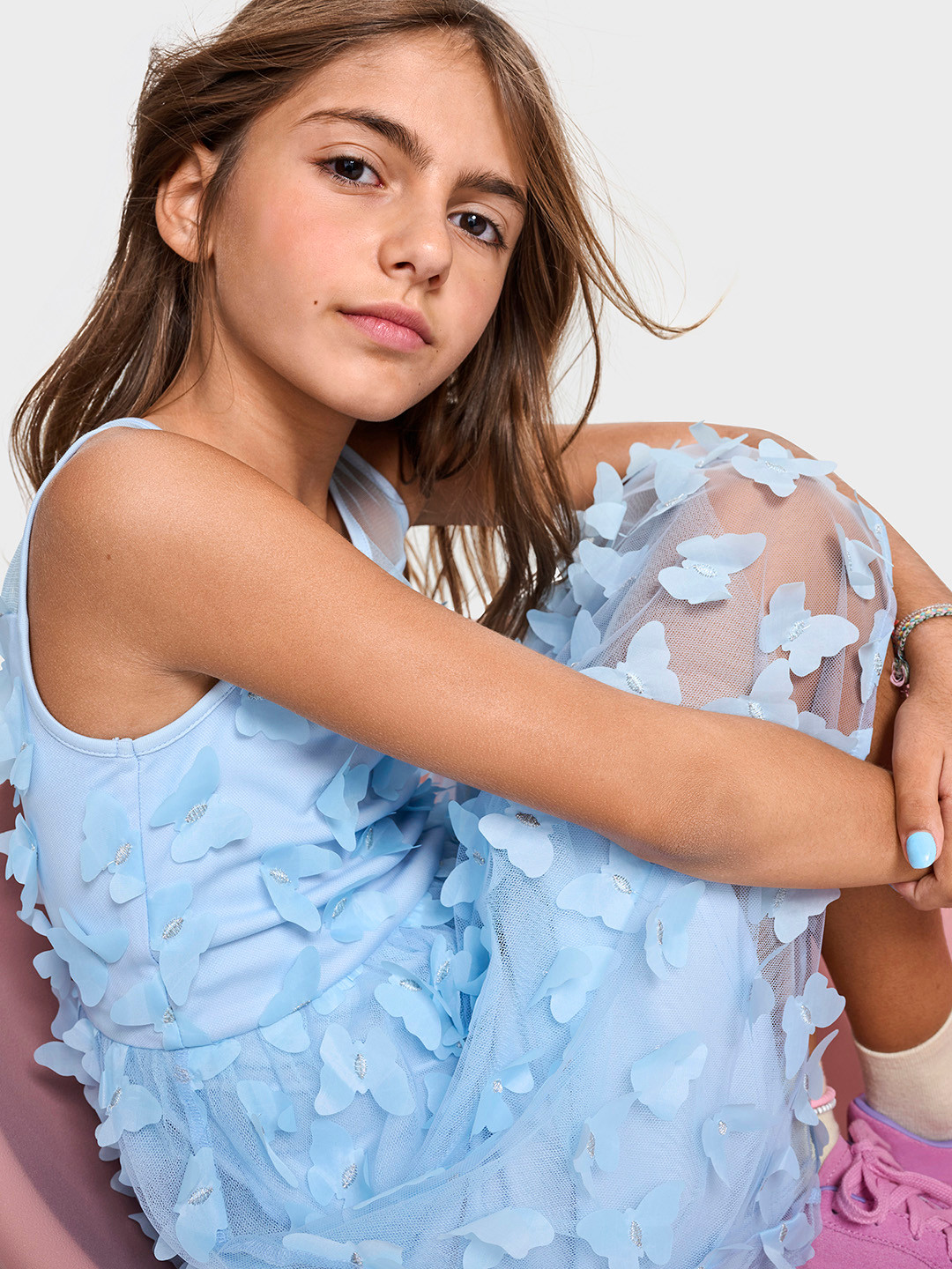 THE CHILDREN'S PLACE Girls Butterfly Applique Fit & Flare Dress