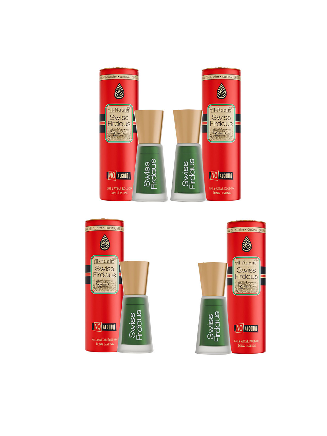 Al-Nuaim Excel Series Set Of 4 Swiss Firdaus Alcohol Free Attar - 6ml Each