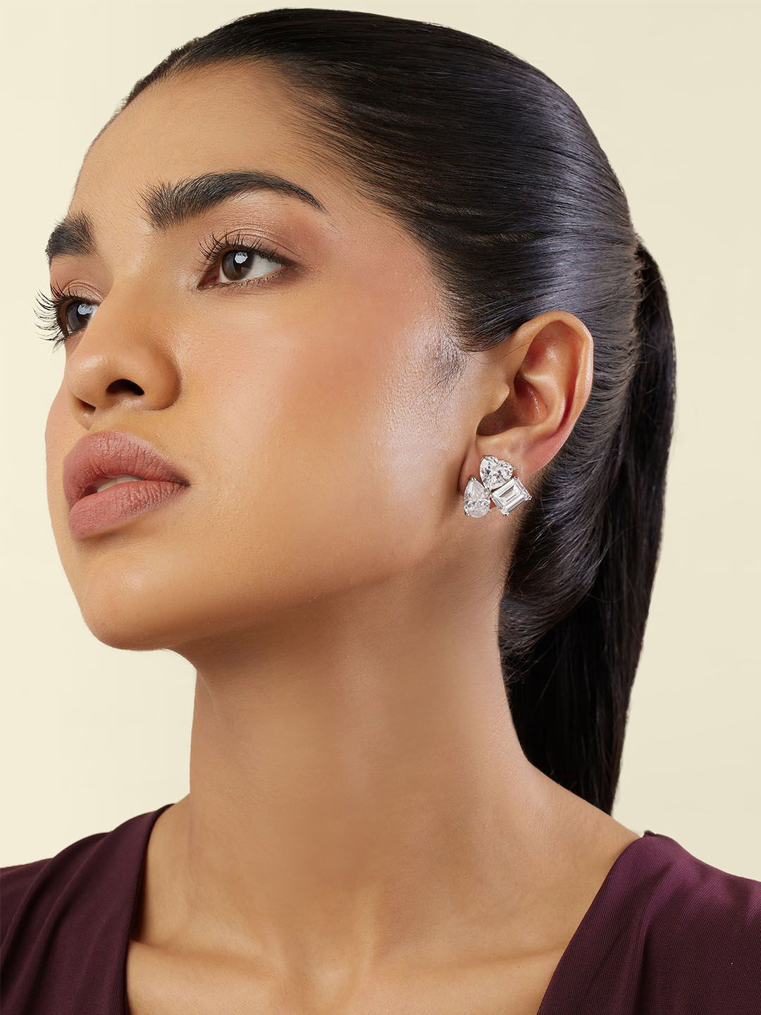 Isharya Rhodium Plating Geometric Studs Earrings