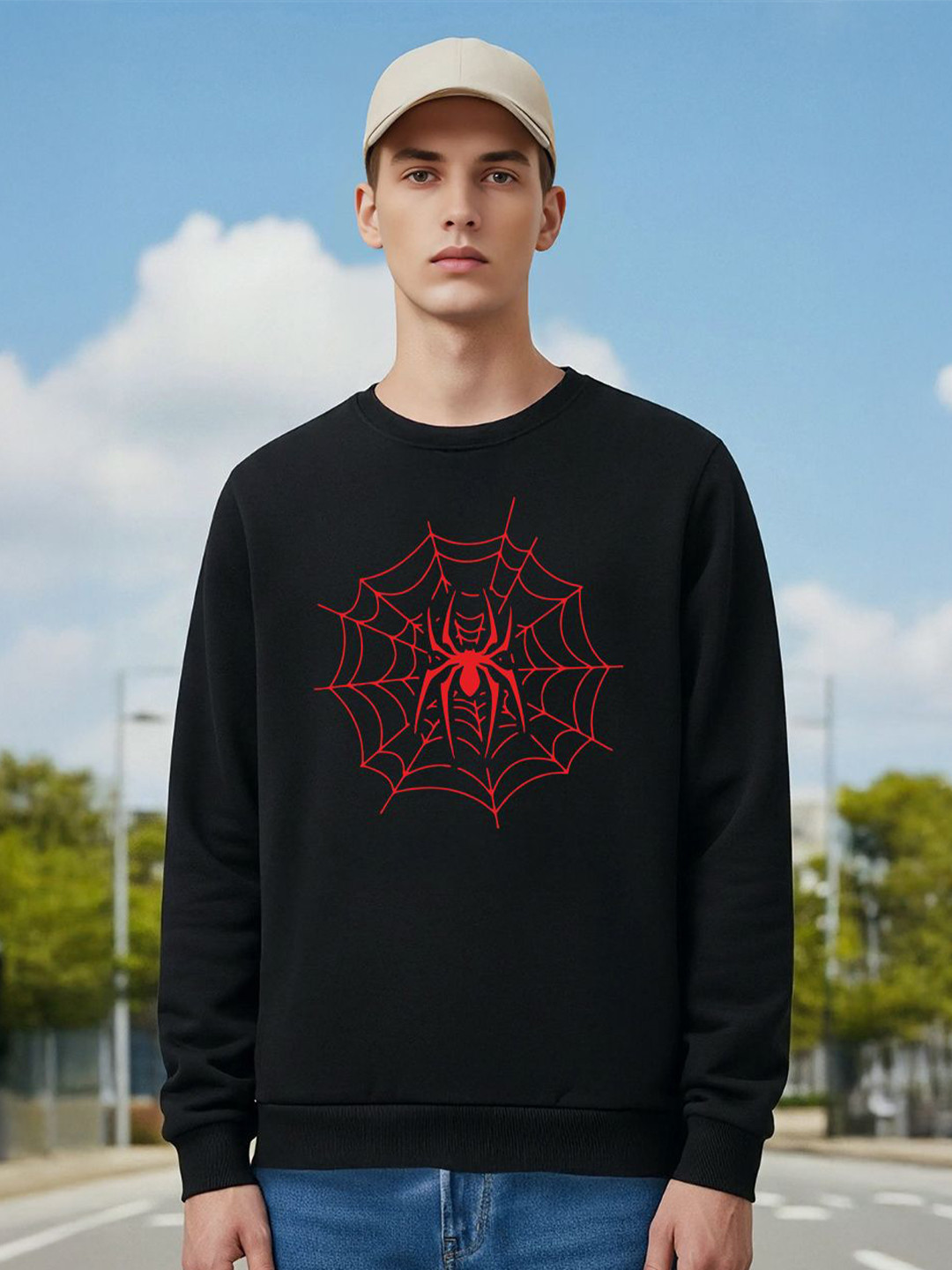 BENNY BROOKS Men Spider Printed Full Sleeve Pullover Sweatshirt
