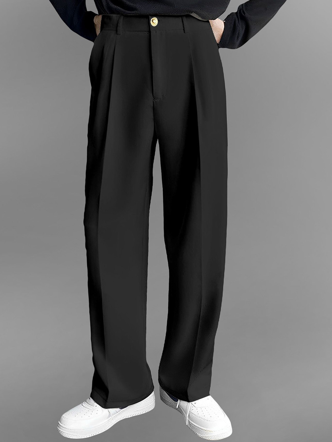 TRIBE Men Relaxed Loose Fit Pleated Korean Pant