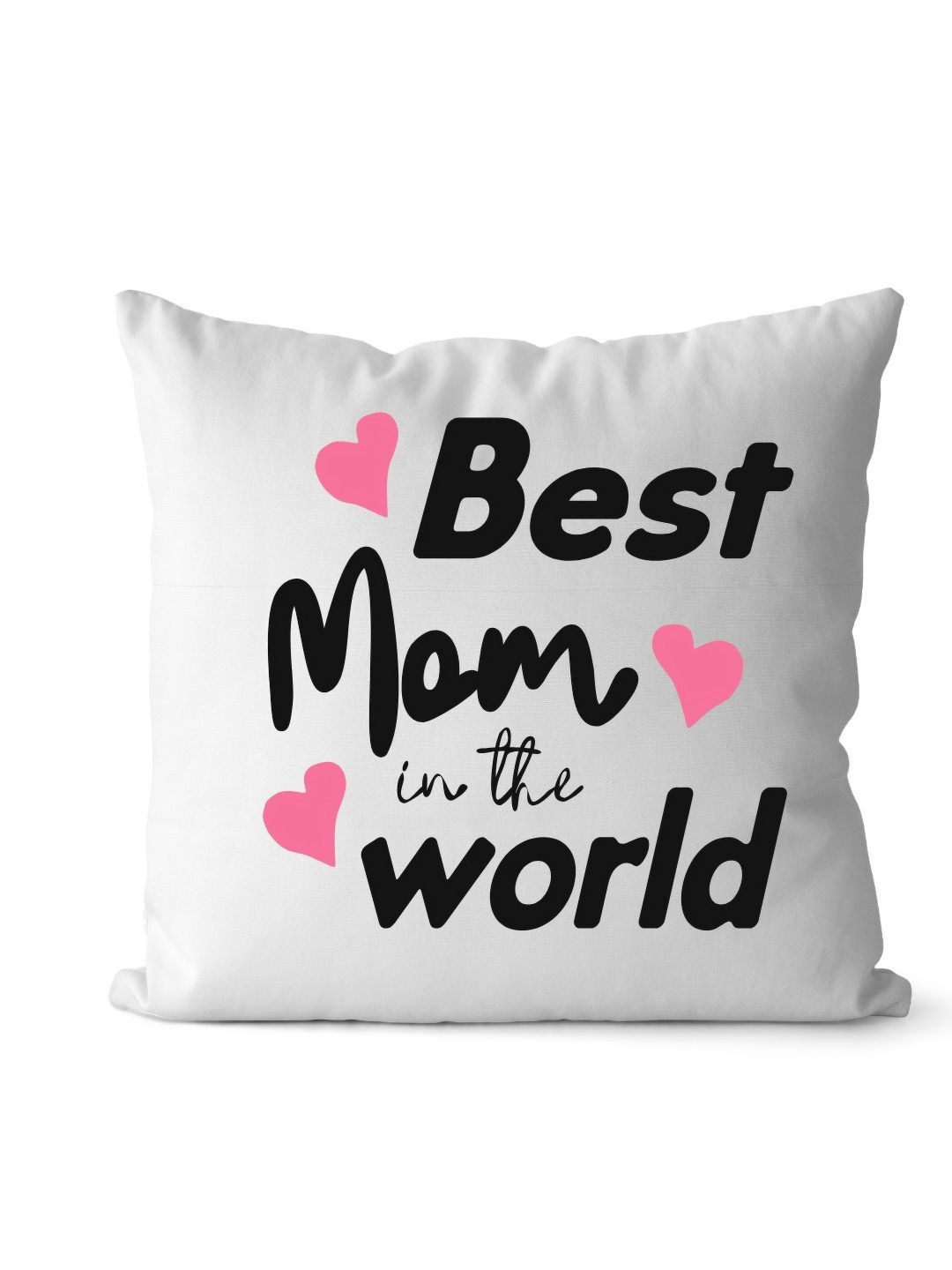 Loops n knots White & Black Best Mom In The World Printed Pre-Filled Cushion