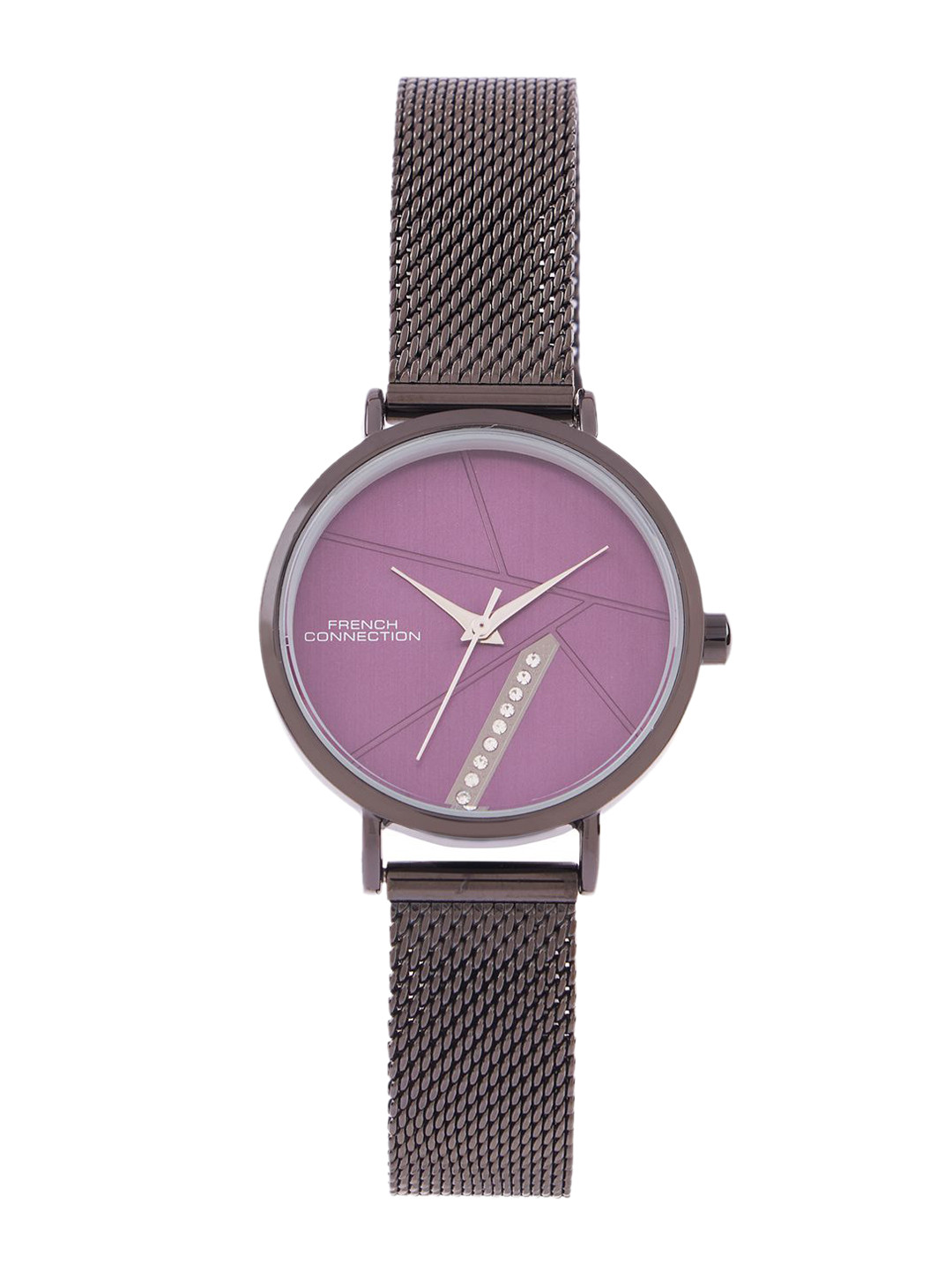 French Connection Lunexa Women Embellished Sunray Round Dial Analogue Watch FCN0137GNM