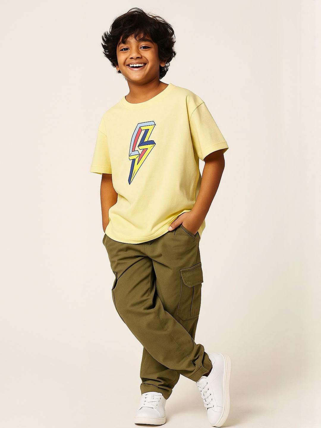 TALES & STORIES Boys Off White Cotton Tshirts