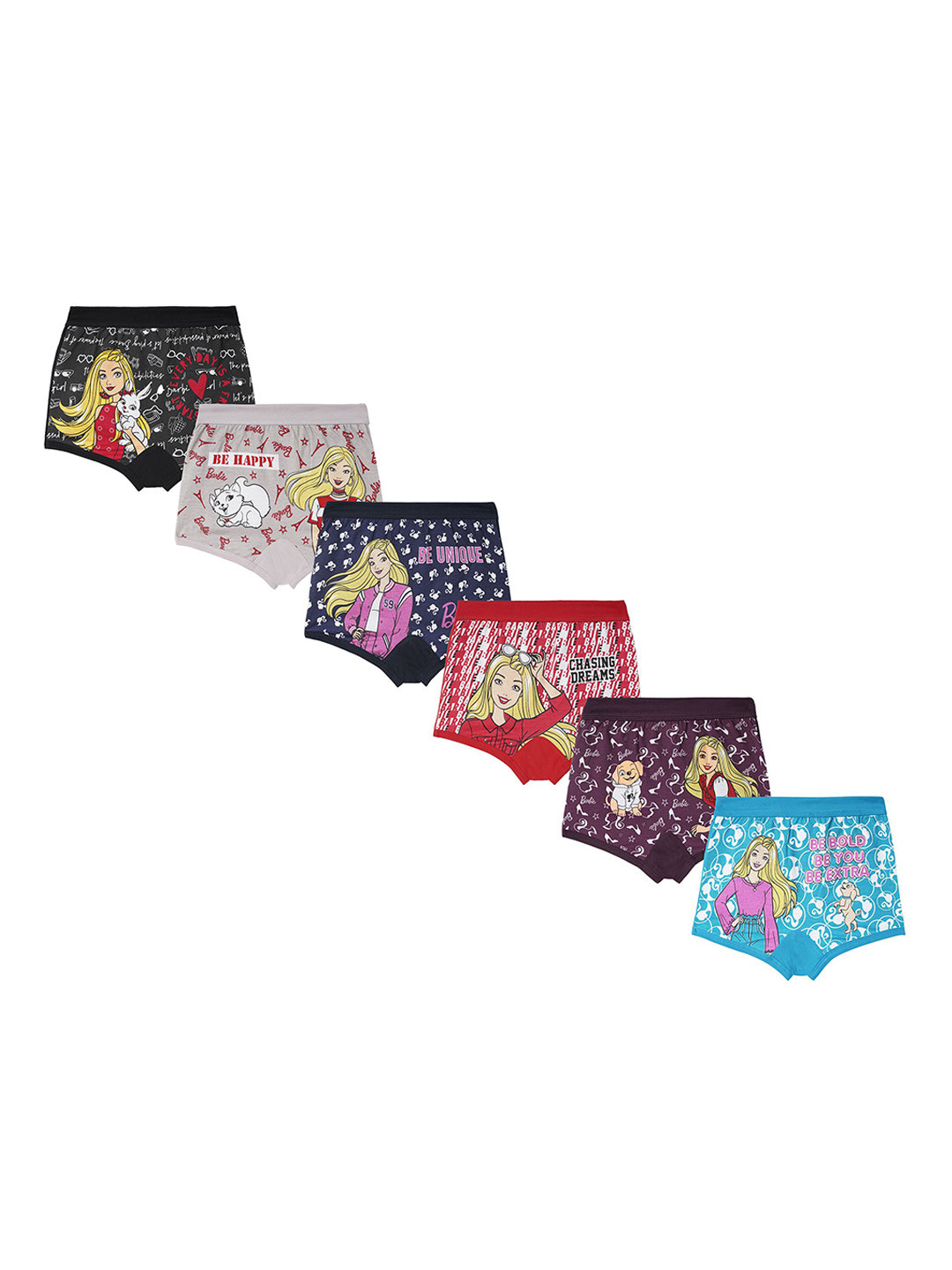 Red Rose Girls Pack of 6 Printed Cotton High-Rise Briefs BABY-176