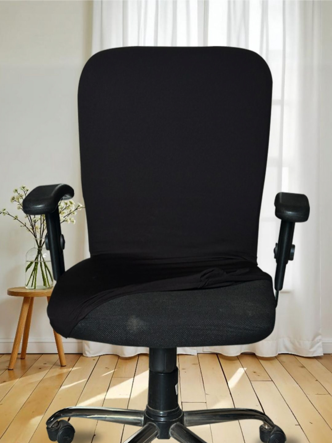 Lazi Black 200 GSM Stretchable Dust-Proof Chair Cover